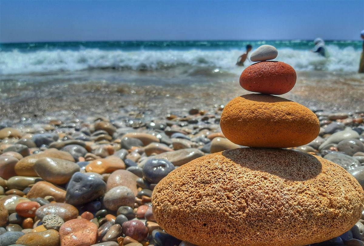 Pebble beach with surf on the Atlantic coast