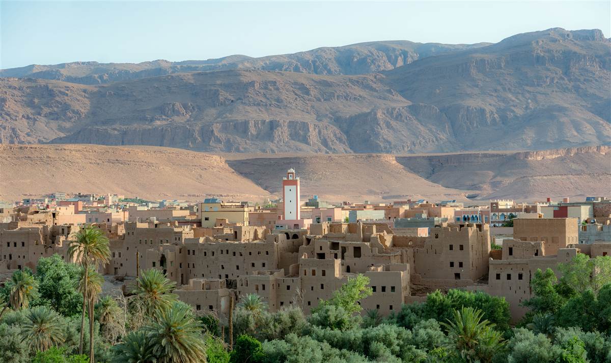 Draa Valley sunset over palms Morocco
