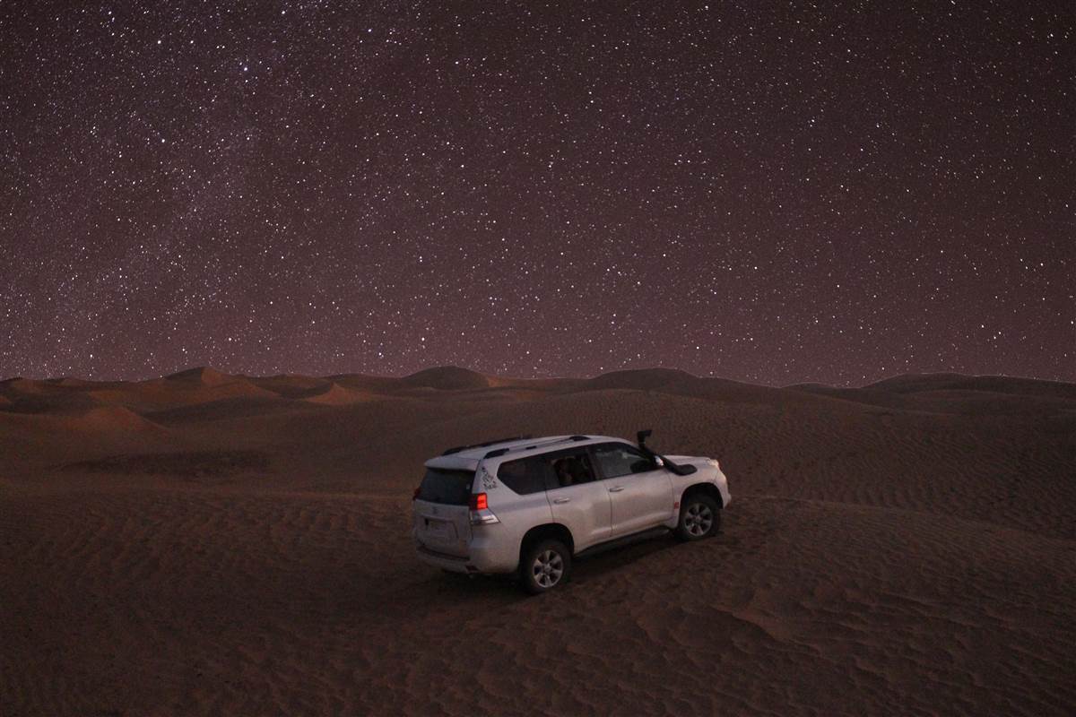 Sunset over Erg Chebbi dunes Merzouga Morocco