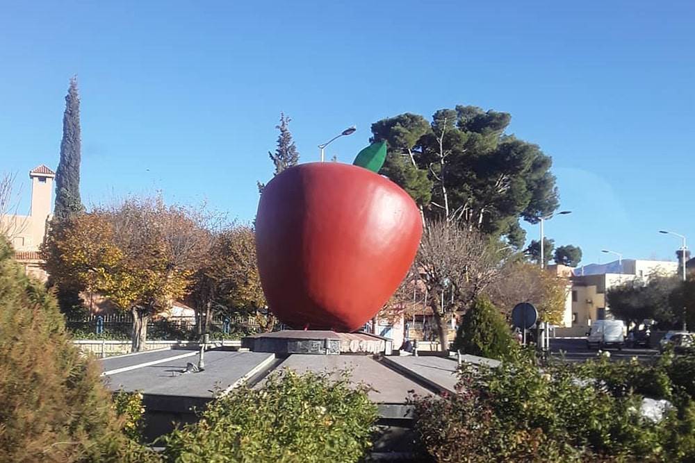 Midelt giant apple monument roundabout Middle Atlas Morocco